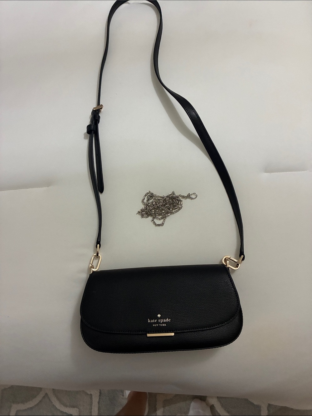 NWOT Kate Spade Black Pebbled Leather Crossbody with Gold Hardware